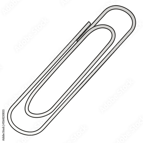 Silver paperclip on white background office supply stationery