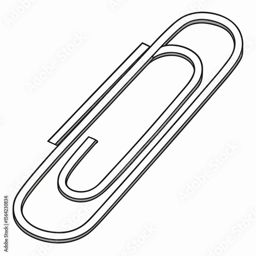 Silver paperclip on white background office supply stationery
