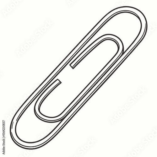 Simple paperclip sketch on white background office supply stationery