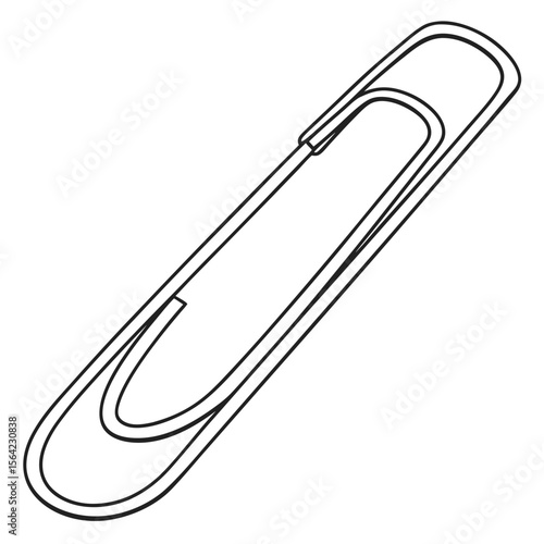 Simple paperclip outline on white background office supply stationery