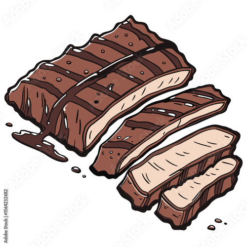Sliced grilled ribs with brown glaze sliced meat barbecue