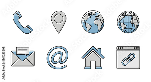 Contact us communication methods vector icons set graphic design