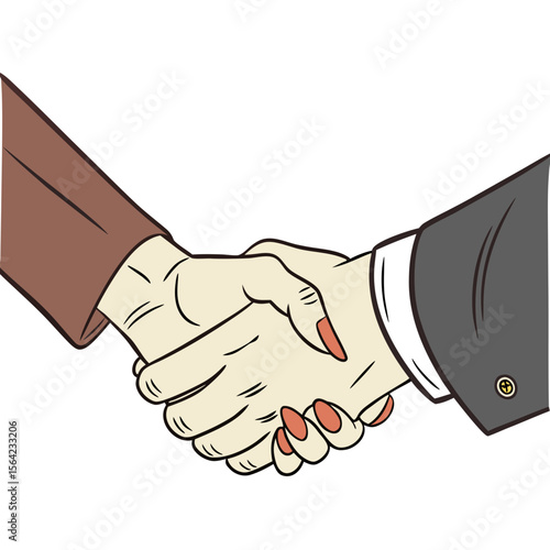 Two hands shaking on white background handshake agreement
