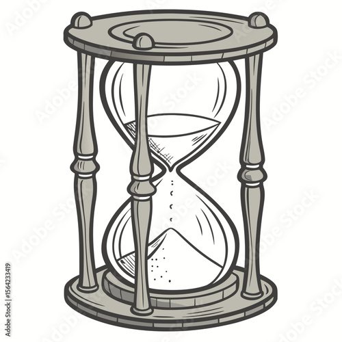 Vintage hourglass with sand falling time measurement