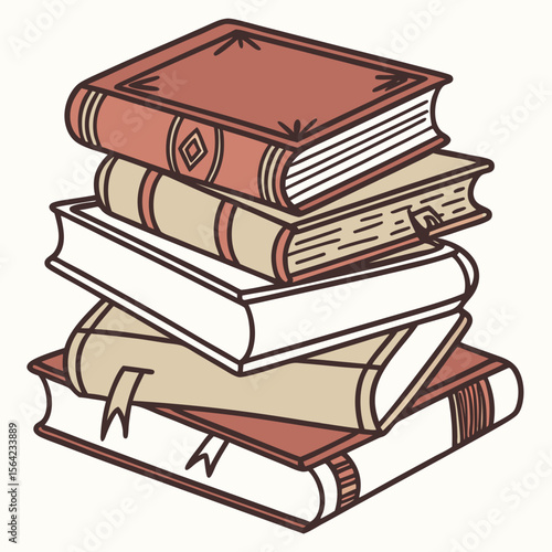 Stack of antique books with decorative bindings vintage reading