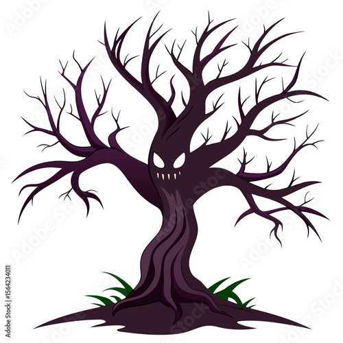 Wallpaper Mural Menacing purple tree with sharp branches and glowing eyes spooky tree haunted tree Torontodigital.ca