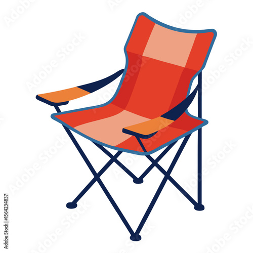 Red and orange striped camping chair with blue frame foldable outdoor