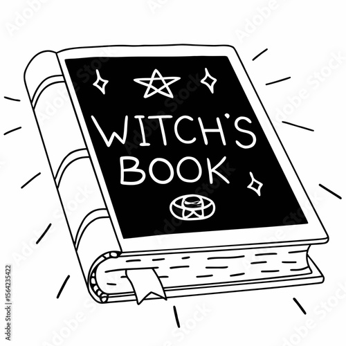 Magical Witch Book with Stars and Symbols spellbook occult