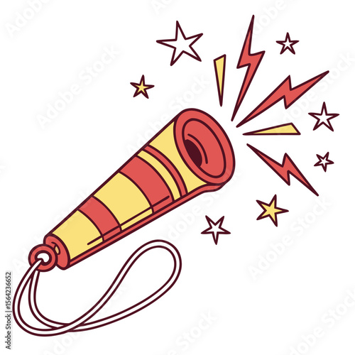 Festive party horn with stars and lightning bolts celebration noise maker