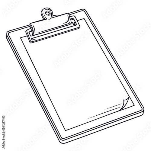 Clipboard with blank paper and metal clip white