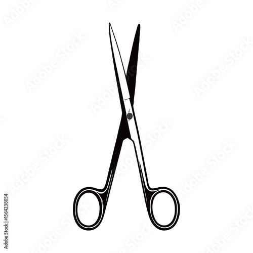 Silhouette image of scissors on white background