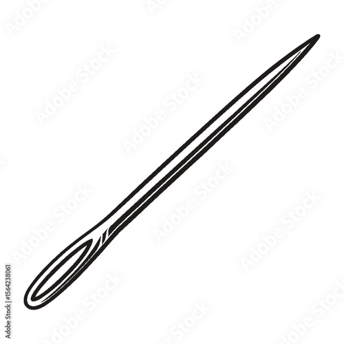 Silhouette image of a needle on a white background