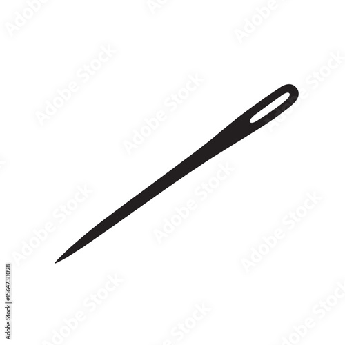 Silhouette image of a needle on a white background