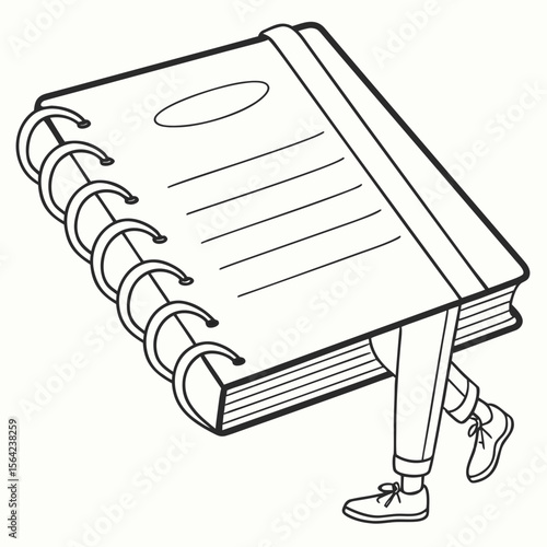 Walking notebook with legs and shoes spiral bound