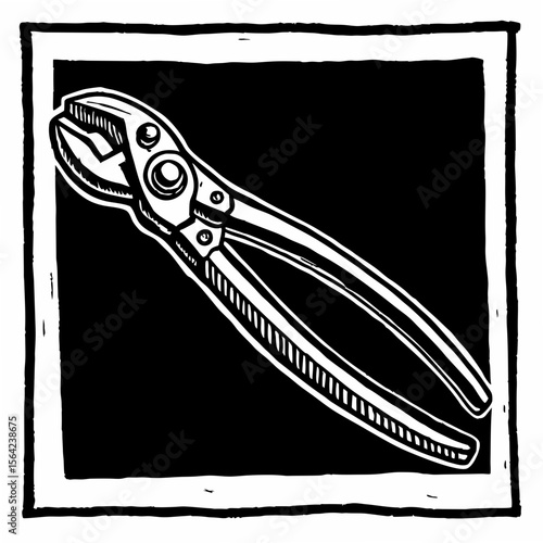 Pliers tool on white background metal grip