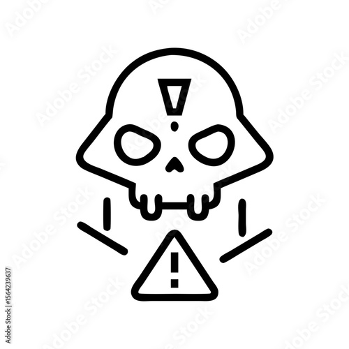 Danger Skull Icon: A stark, graphic illustration of a skull icon, coupled with warning symbols, signifies danger, threat, or hazardous situations. Emphasizing clarity and immediate recognition.