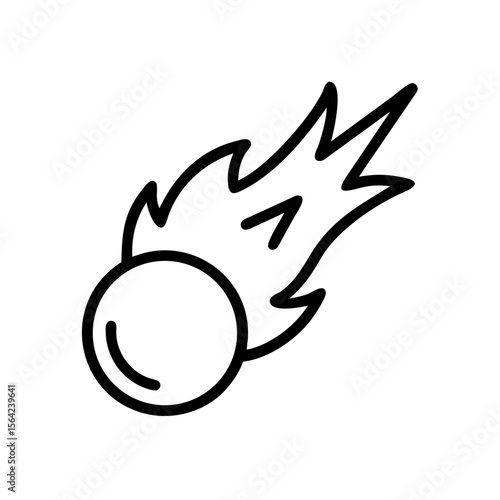Meteor Outline Icon: A stylized depiction of a meteor hurtling through space, rendered in a clean, modern outline style. Ideal for adding a touch of astronomical or scientific flair to any design.