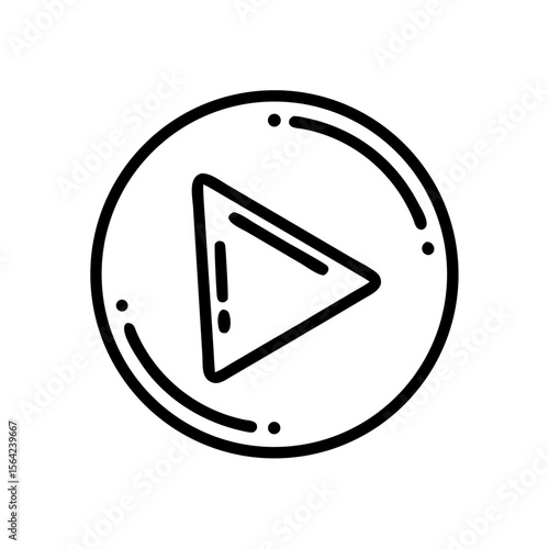 Simple Play Icon: A clean, minimalist design featuring a stylized play button icon centered within a circle, perfect for multimedia and interface elements.