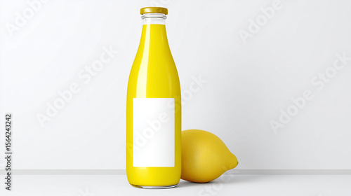 3D Render Lemon Bottle Mockup Isolated on White
