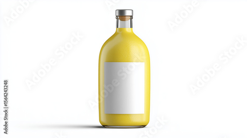 3D Render Lemon Bottle Mockup Isolated on White