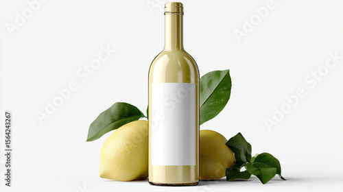 3D Render Lemon Bottle Mockup Isolated on White