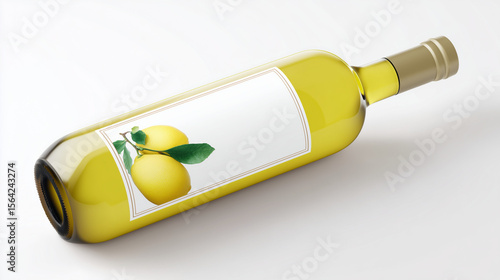 3D Render Lemon Bottle Mockup Isolated on White