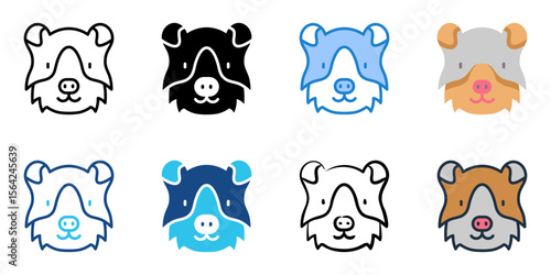 Guinea pig icon set multiple style collection 

