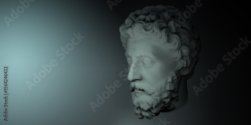 Tableau sur toile Marcus Aurelius 3D Render Bust with Modern Abstract Gradient Background Stoic St