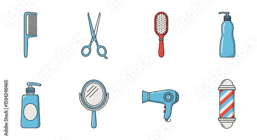 Vector hair salon tools and equipment vector illustration for barber shop beauty and hair styling services design