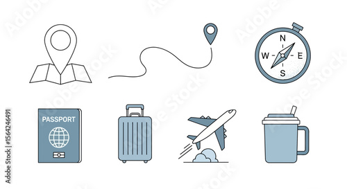 Vector travel planning essentials vector illustration for vacation trip and adventure tourism destination concept