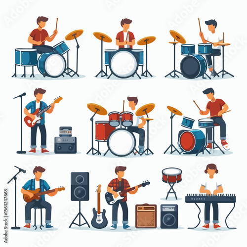 cartoon drum vector illustration white background