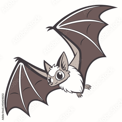 Cartoon bat flying with spread wings animal