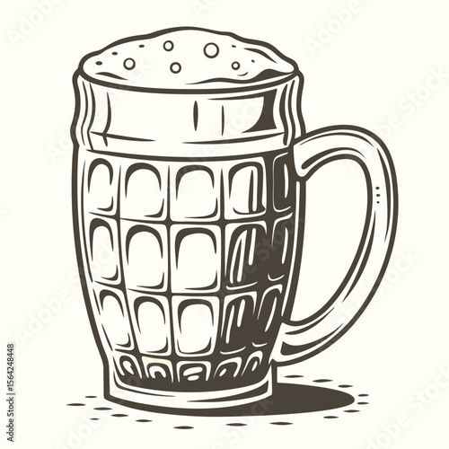 Beer mug with frothy head drink beverage