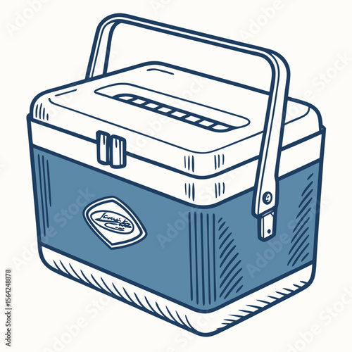 Blue cooler box with handle white