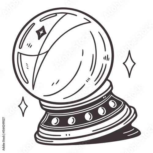 Fortune teller crystal ball with stars fortune telling