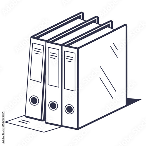 Three dark blue binders on white background office supplies