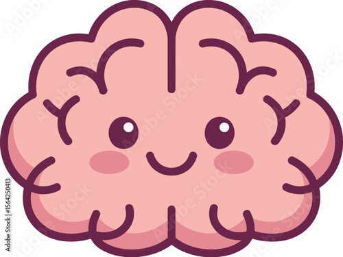 Cute brain illustration for kids learning and educational resources brain power and mind health concept