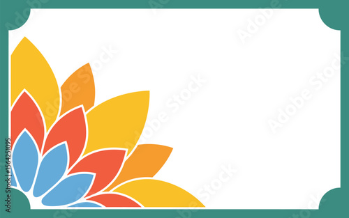 Floral vector design with colorful petals and green border for backgrounds and presentations use  char