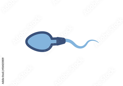 Simple Blue Sperm Cell Illustration with Dark Outline and Tail.