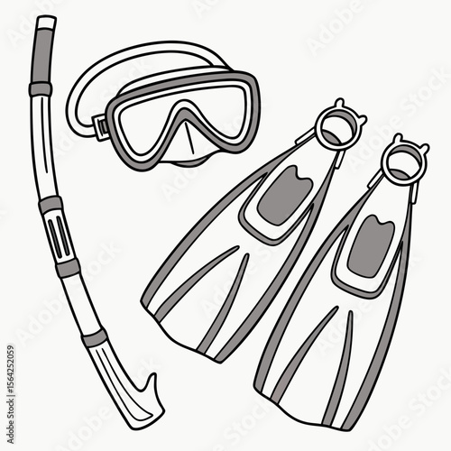 Snorkel mask fins and tube diving