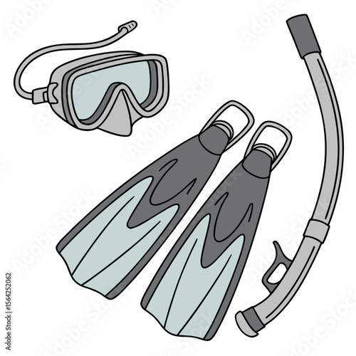 Snorkel mask fins and tube diving