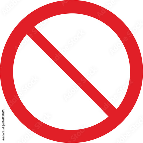 Prohibition Sign Graphic with Circle and Slash Vector Illustration