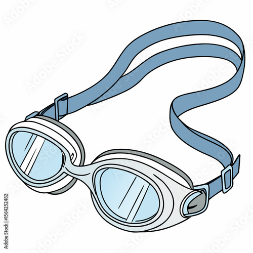 White swimming goggles with blue strap water sports