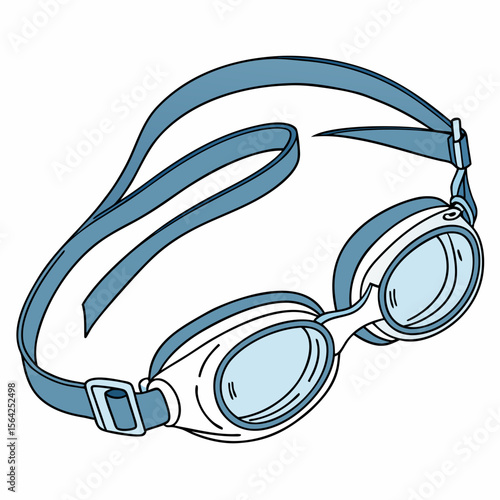 Blue swimming goggles with adjustable strap sports equipment