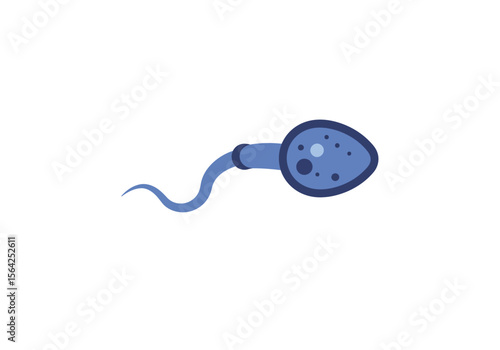 Stylized Blue Sperm Cell with Oval Head and Wavy Tail.