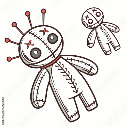 Voodoo dolls with pins spooky occult