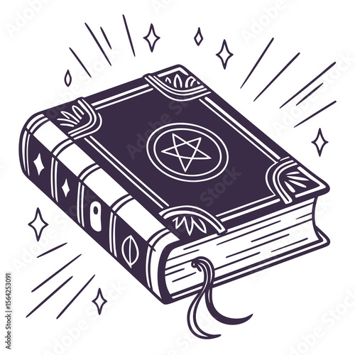 Enchanted purple spellbook with star symbol magic witchcraft