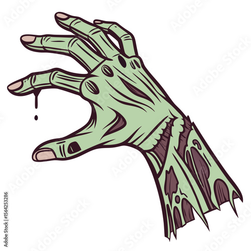 Green zombie hand dripping blood vector
