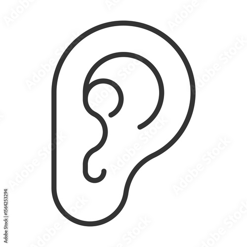 Ear Icon Outline Style. Vector Illustration Design