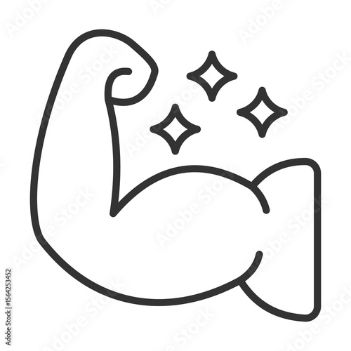 Muscle Icon Outline Style. Vector Illustration Design